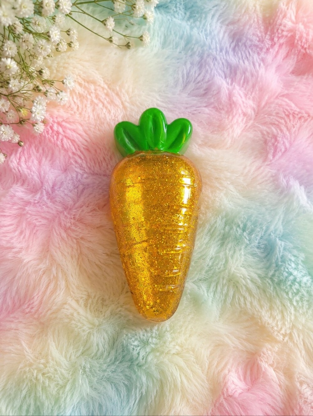 Glitter Carrot Squishy - Gold & Green